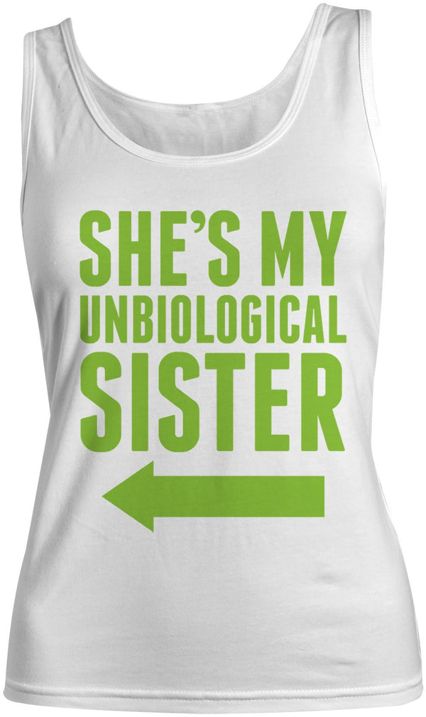 Women's Unbiological Sister Best Friend Cotton Tank Top (Right)-Shirts By Sarah