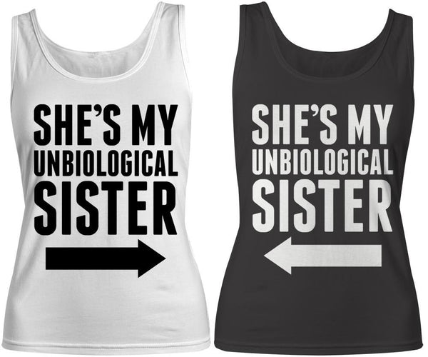 Women's Unbiological Sister Best Friend Cotton Tank Top-Shirts By Sarah