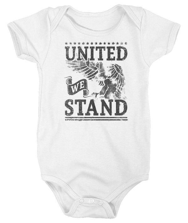 Baby United We Stand Creeper Eagle Shirt USA Patriotic Snap Suit Stars Stripes Bodysuit Boys Girls 4th July Gift Idea-Shirts By Sarah