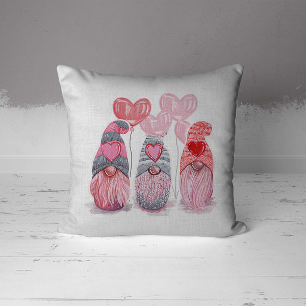 Valentine's Day Gnomes Pillow Cover Cute Heart Gnome Valentine Throw Pillow Boho Cute Season Gnome Square Pillow-Shirts By Sarah
