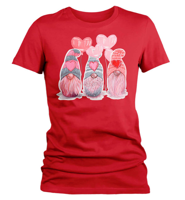 Women's Valentines Gnome Shirt Cute Valentine's Day T Shirt Adorable Gnomies Tee Heart Love Tee Ladies V Neck Tshirt-Shirts By Sarah