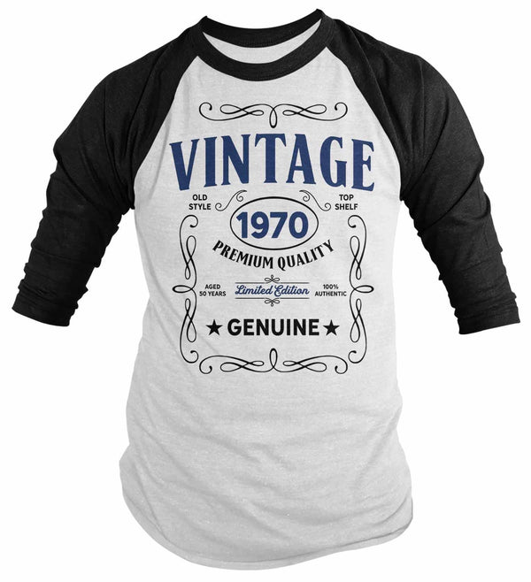 Men's Vintage 1970 50th Birthday T-Shirt Classic Fifty Shirt Gift Idea 50th Birthday Shirts Vintage Tee Vintage Shirt 3/4 Sleeve Raglan-Shirts By Sarah