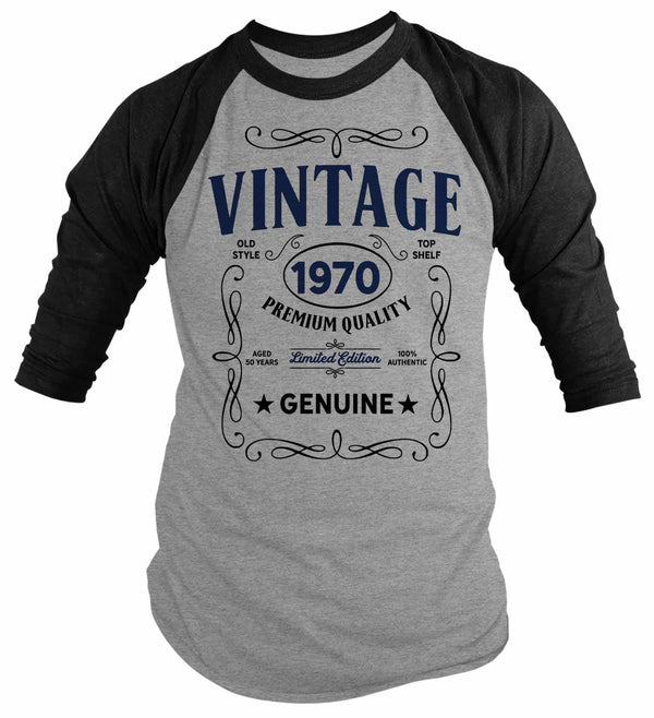 Men's Vintage 1970 50th Birthday T-Shirt Classic Fifty Shirt Gift Idea 50th Birthday Shirts Vintage Tee Vintage Shirt 3/4 Sleeve Raglan-Shirts By Sarah