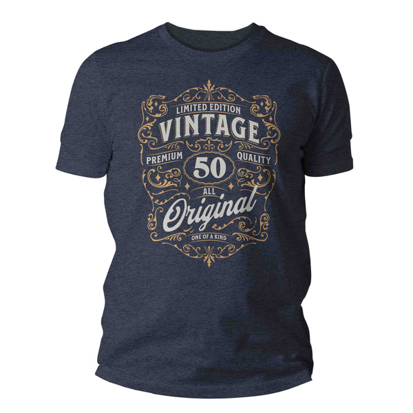 Men's Vintage 50th Birthday T-Shirt Whiskey Label Classic Fifty Shirt Gift Idea 50th Birthday Shirts Graphic Original Tee Man Unisex-Shirts By Sarah