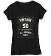 Women's V-Neck 50th Birthday Shirt Limited Edition T Shirts Fiftieth Birthday Shirts Shirt Vintage Original Parts Fifty Birthday Gift Ladies