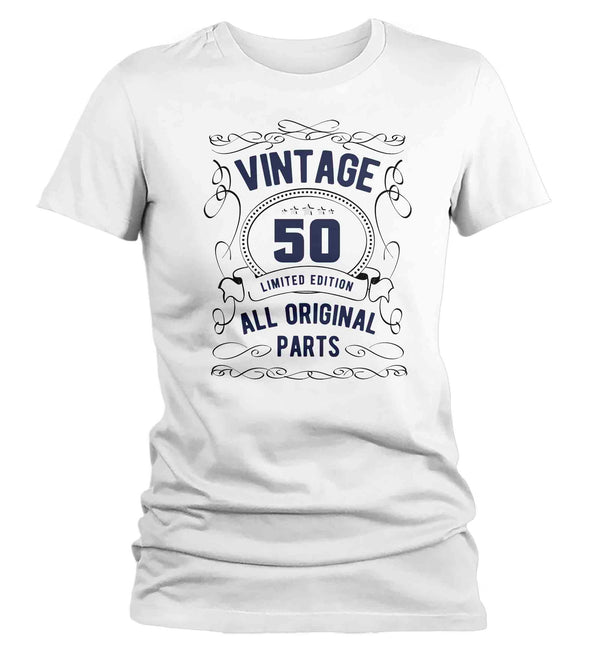 Women's 50th Birthday Shirt Limited Edition T Shirts Fiftieth Birthday Shirts Shirt Vintage Original Parts Fifty Birthday Gift Ladies-Shirts By Sarah