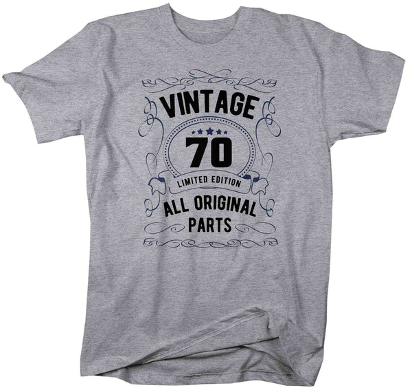 Men's 70th Birthday Shirt Limited Edition T Shirts Seventieth Birthday Shirts Vintage Original Parts Seventy Birthday Gift Unisex-Shirts By Sarah