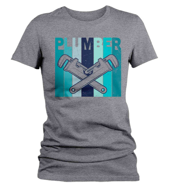 Women's Plumber Shirt Pipe Wrench T Shirt Vintage Plumber Tee Plumber Gift Shirt for Plumber Ladies Tee Pipe Union Worker-Shirts By Sarah