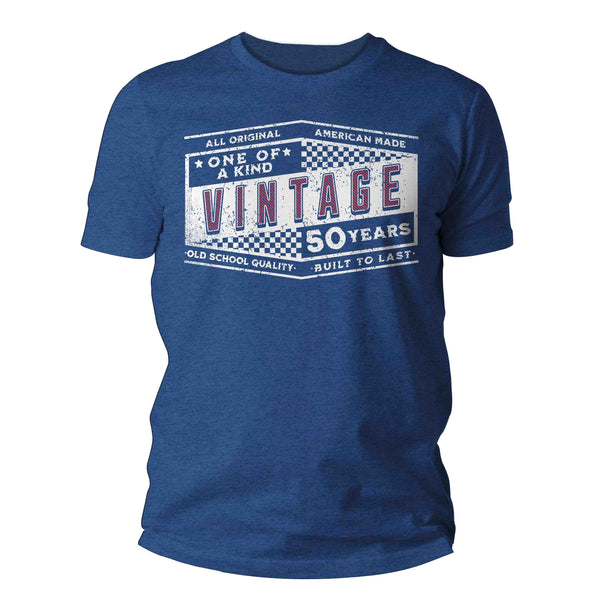 Men's Retro 50th Birthday T-Shirt Vintage Racing Oil Logo Fifty Shirt Gift Idea 50th Birthday Humor Joke Graphic Tee Man Unisex-Shirts By Sarah