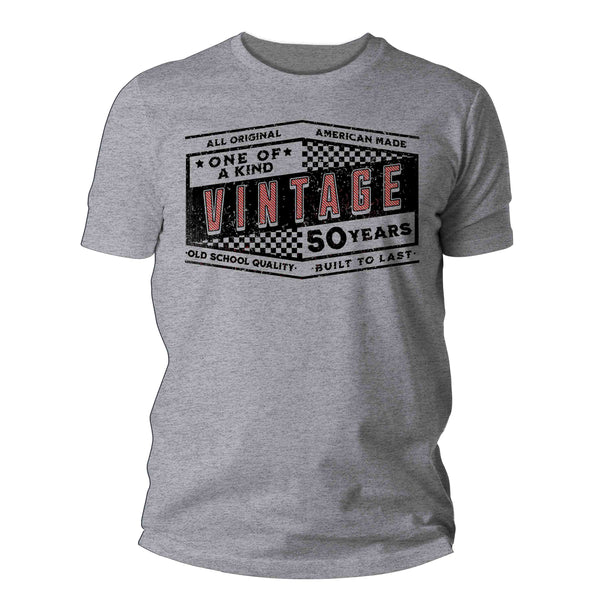Men's Retro 50th Birthday T-Shirt Vintage Racing Oil Logo Fifty Shirt Gift Idea 50th Birthday Humor Joke Graphic Tee Man Unisex-Shirts By Sarah