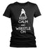 Women's Female Wrestling Shirt Keep Calm Wrestle On T-Shirt Girls Wrestling T Shirts Wrestler Gift Tee High School Ladies-Shirts By Sarah