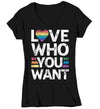 Women's V-Neck Pride Ally Shirt LGBTQ T Shirt Support Love Who You Want Don't Hate Shirts LGBT Shirts Gay Trans Support Tee Ladies