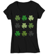 Women's V-Neck Funny St. Patrick's Day Shirt Shamrock Clovers Glam Patty's Irish Glam Clovers Luck Cute Adorable Icons Ireland Ladies