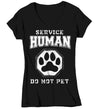 Women's V-Neck Funny Dog Shirt Human Support Animal T Shirt Hipster Do Not Pet Dad Gift Cat Mom Doggy Pup Pet Parent Tee Ladies