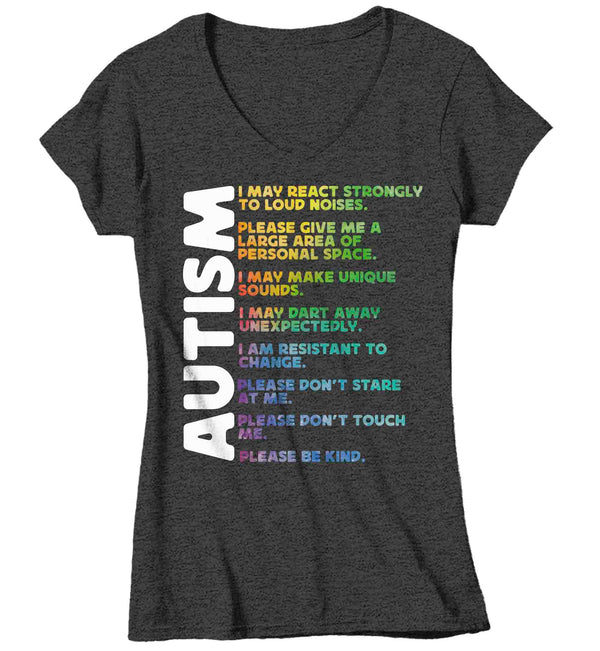 Women's V-Neck Autism T Shirt Autistic Trait Symptom Shirt Awareness T-Shirt Spectrum Disorder TShirt Autistic ASD Tee Ladies-Shirts By Sarah