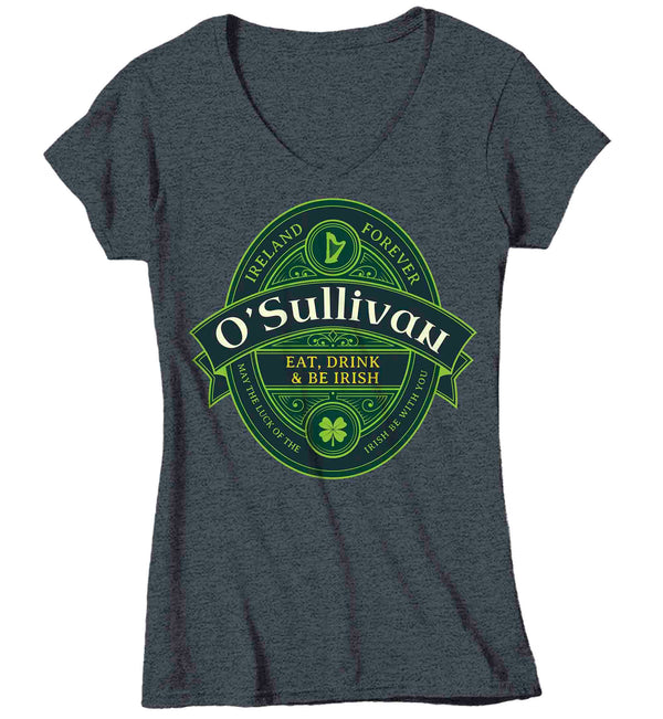 Women's V-Neck Personalized Irish Shirt St. Patrick's T Shirt Ireland Crest Celtic Pride Heritage Family Custom Reunion Tee Gift Photos Ladies-Shirts By Sarah