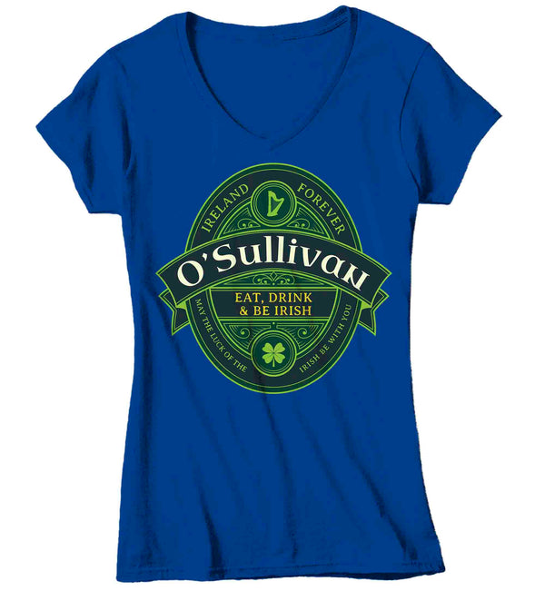 Women's V-Neck Personalized Irish Shirt St. Patrick's T Shirt Ireland Crest Celtic Pride Heritage Family Custom Reunion Tee Gift Photos Ladies-Shirts By Sarah