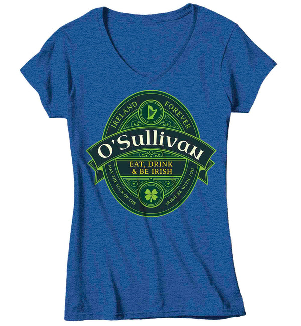 Women's V-Neck Personalized Irish Shirt St. Patrick's T Shirt Ireland Crest Celtic Pride Heritage Family Custom Reunion Tee Gift Photos Ladies-Shirts By Sarah