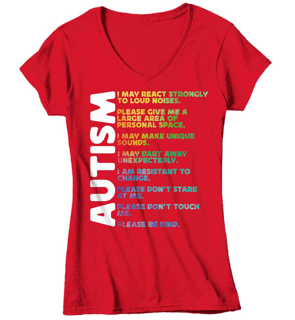 Women's V-Neck Autism T Shirt Autistic Trait Symptom Shirt Awareness T-Shirt Spectrum Disorder TShirt Autistic ASD Tee Ladies-Shirts By Sarah