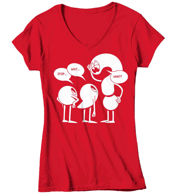 Women's V-Neck Funny Grammar Shirt Pun T-Shirt Comma Words English Punctuation Funny Teacher Humor Gift Tee Graphic Vintage T Shirt Ladies-Shirts By Sarah