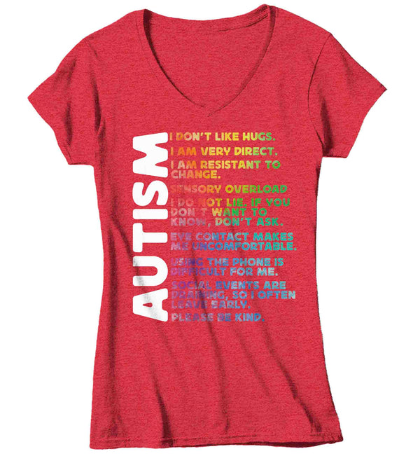 Women's V-Neck Personalized Autism Shirt Custom Neurodivergent Awareness Neurodiversity Divergent Asperger's Syndrome Spectrum ASD Tee Ladies-Shirts By Sarah