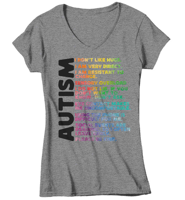 Women's V-Neck Personalized Autism Shirt Custom Neurodivergent Awareness Neurodiversity Divergent Asperger's Syndrome Spectrum ASD Tee Ladies-Shirts By Sarah
