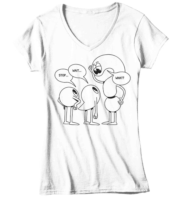 Women's V-Neck Funny Grammar Shirt Pun T-Shirt Comma Words English Punctuation Funny Teacher Humor Gift Tee Graphic Vintage T Shirt Ladies-Shirts By Sarah