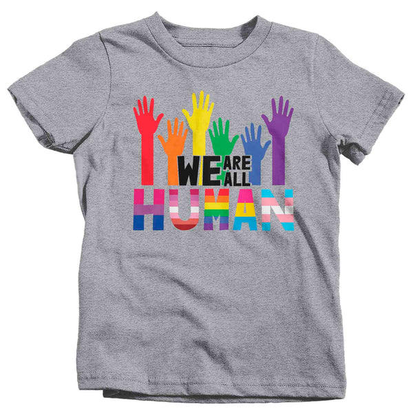 Kids Human LGBT T Shirt LGBTQ Support Shirt Flag Rainbow Shirts Equality LGBT Shirts Gay Trans Support Tee Unisex Boy's Girl's-Shirts By Sarah