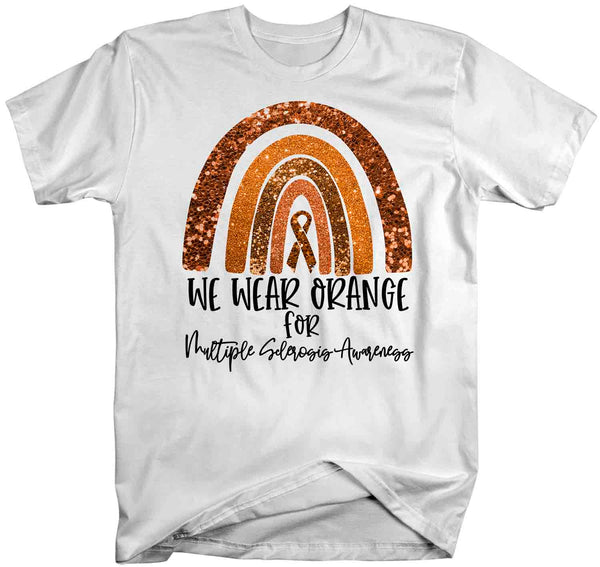 Men's MS Shirt We Wear Orange For Multiple Sclerosis T Shirt MS Tee Cute Rainbow Shirt Ribbon Shirt Awareness Man Unisex-Shirts By Sarah