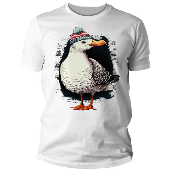 Men's Funny Seagull Shirt Hipster T Shirt Bird Knit Beanie Gift Sailor Nautical Sail Seaside Ocean Graphic Tee Unisex Man-Shirts By Sarah