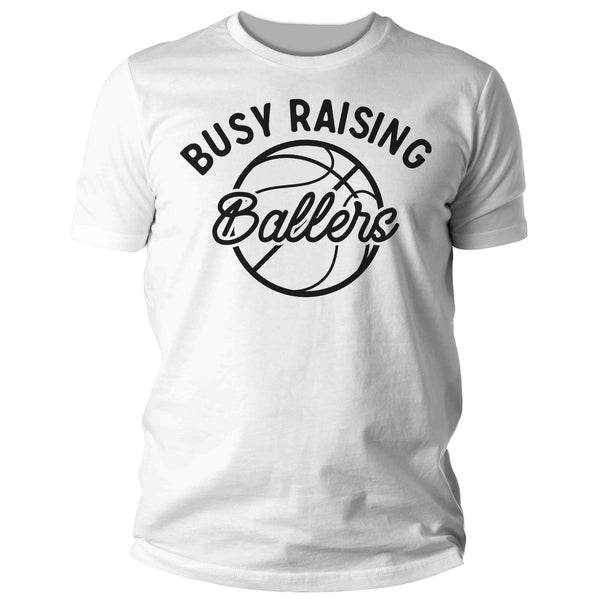 Men's Funny Basketball Dad T Shirt Busy Raising Ballers Shirt Basketball Shirt Funny Ball Shirt Net Hoop Dad Mom Tee Unisex Man-Shirts By Sarah