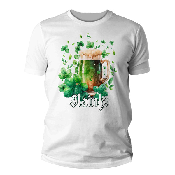Men's Slainte St. Patrick's Day Shirt Green Beer Clover Cheers Health Sláinte T Shirt Irish Saying Tshirt Graphic Tee Streetwear Man Unisex-Shirts By Sarah