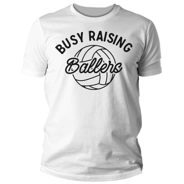 Men's Funny Volleyball Dad T Shirt Busy Raising Ballers Shirt Volleyball Shirt Funny Ball Shirt Volley Dad Mom Tee Unisex Man-Shirts By Sarah