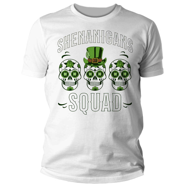 Men's Funny Shenanigans Squad Shirt St. Patrick's Day T Shirt Sugar Skull Grunge Tshirt Graphic Tee Streetwear Man Unisex-Shirts By Sarah