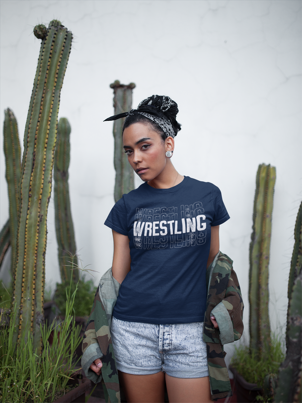 Women's Wrestling Shirt Grunge Typography T-Shirt Wrestler Girls Wrestling Female Wrestle Saying Gift Tshirt Ladies Woman-Shirts By Sarah