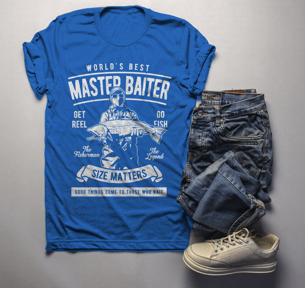 Men's Funny Fishing T-Shirt World's Best Master Baiter Vintage Shirt-Shirts By Sarah