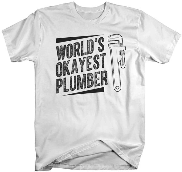 Men's Funny Plumber T Shirt World's Okayest Plumber Shirt Plumber Gift Mediocre Insult Humor Unisex Tee Pipe Worker-Shirts By Sarah