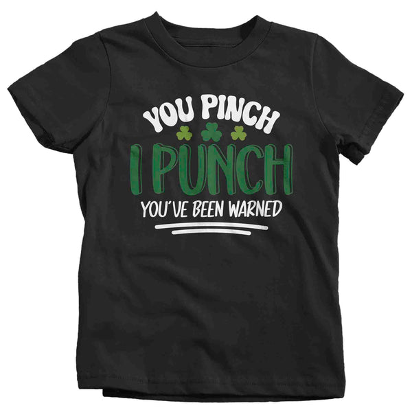 Kids Funny Pinch Shirt St. Patrick's Day T Shirt You Pinch I Punch Tshirt Graphic Tee Streetwear Humor Unisex Youth Boy's Girl's-Shirts By Sarah