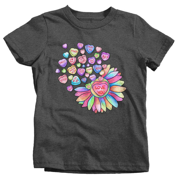 Kids Cute Valentine's Day Shirt Grunge Sunflower Shirt Flower Love T Shirt Pastel Valentine Shirt Pretty Valentines Tee Youth Boys Girls-Shirts By Sarah
