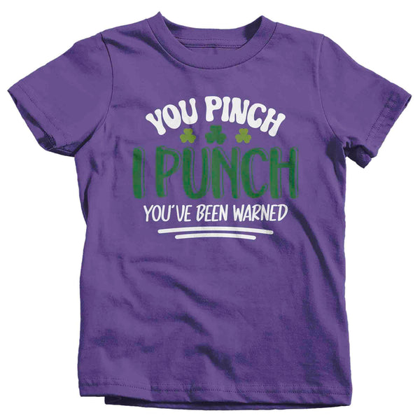 Kids Funny Pinch Shirt St. Patrick's Day T Shirt You Pinch I Punch Tshirt Graphic Tee Streetwear Humor Unisex Youth Boy's Girl's-Shirts By Sarah