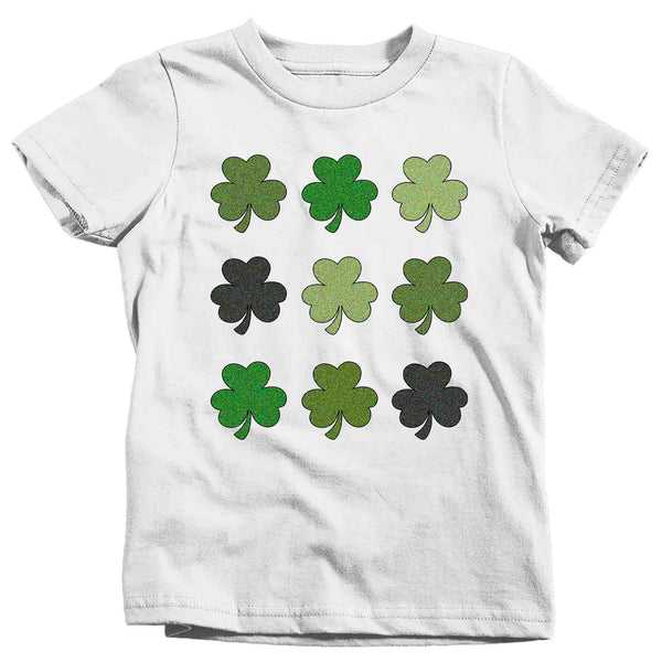 Kids Funny St. Patrick's Day Shirt Shamrock Clovers Glam Patty's Irish Glam Clovers Luck Cute Adorable Icons Ireland Unisex Boys Girls-Shirts By Sarah
