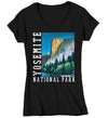 Women's V-Neck Yosemite National Park Shirt Nature TShirt Illustrated Painting Print Valley Camping Gift Travel Vacation Ladies Soft Graphic Tee