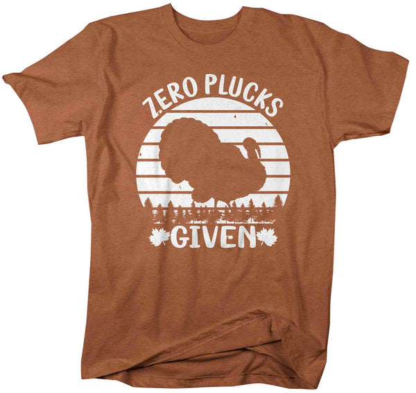 Men's Funny Thanksgiving Tee Zero Plucks Given Shirt Hilarious Turkey Day Shirt Humor Thanks Giving Unisex Soft Graphic TShirt-Shirts By Sarah