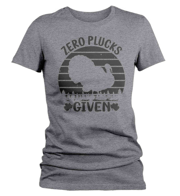 Women's Funny Thanksgiving Tee Zero Plucks Given Shirt Hilarious Turkey Day Shirt Humor Thanks Giving Ladies Soft Graphic TShirt-Shirts By Sarah